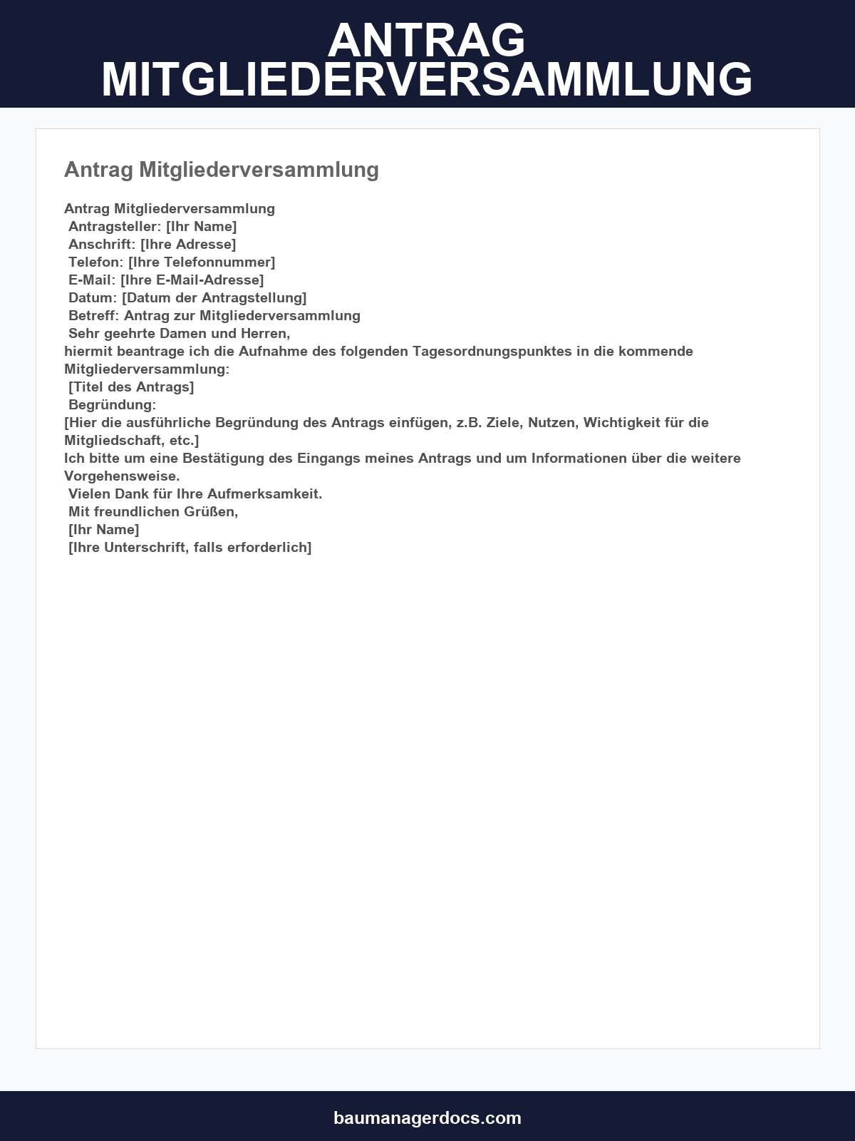 Formulierung Antrag Mitgliederversammlung