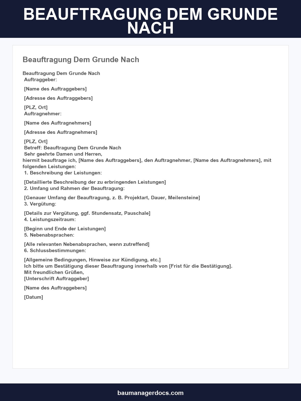 Beauftragung Dem Grunde Nach Musterschreiben