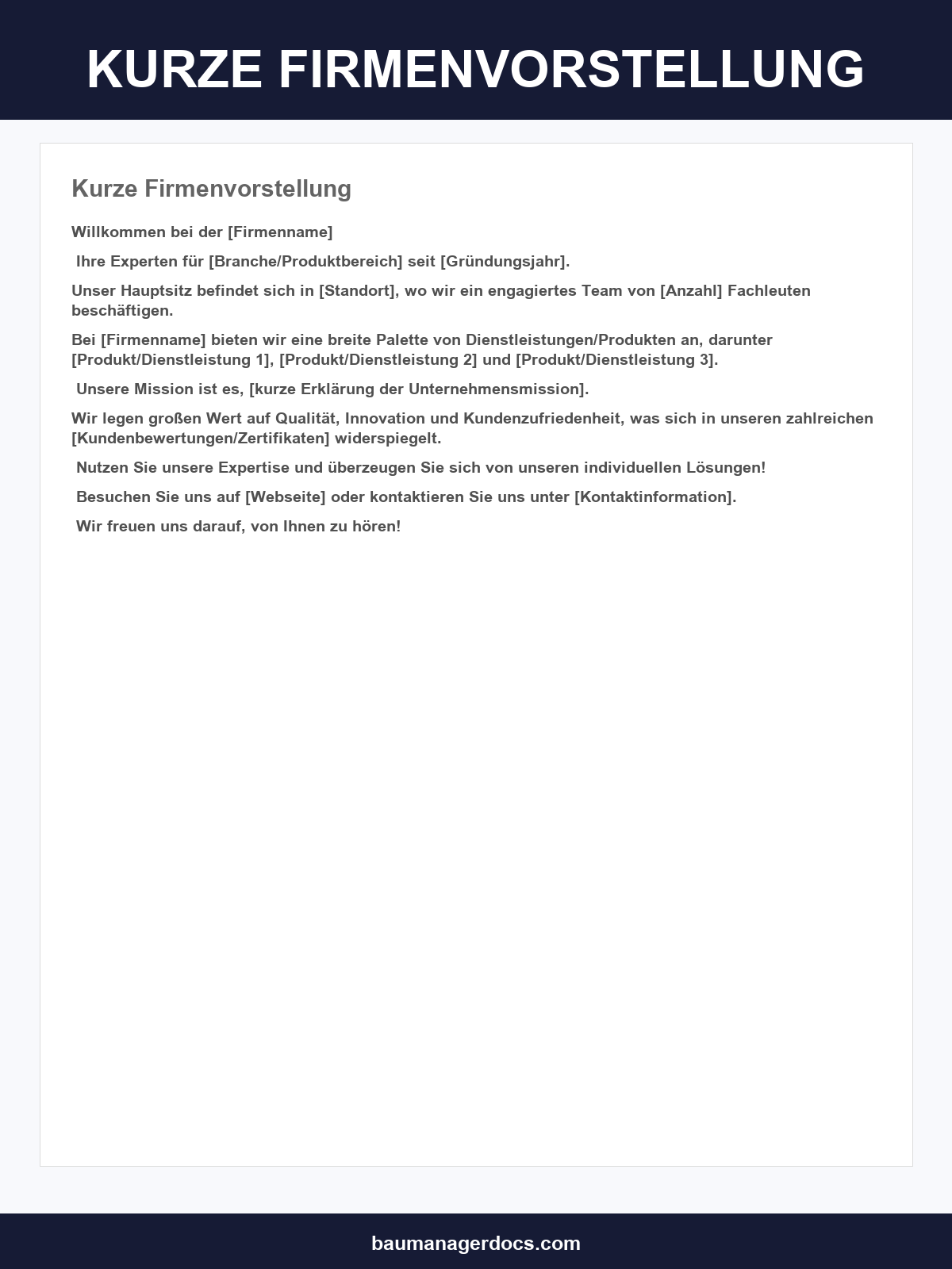Kurze Firmenvorstellung Muster