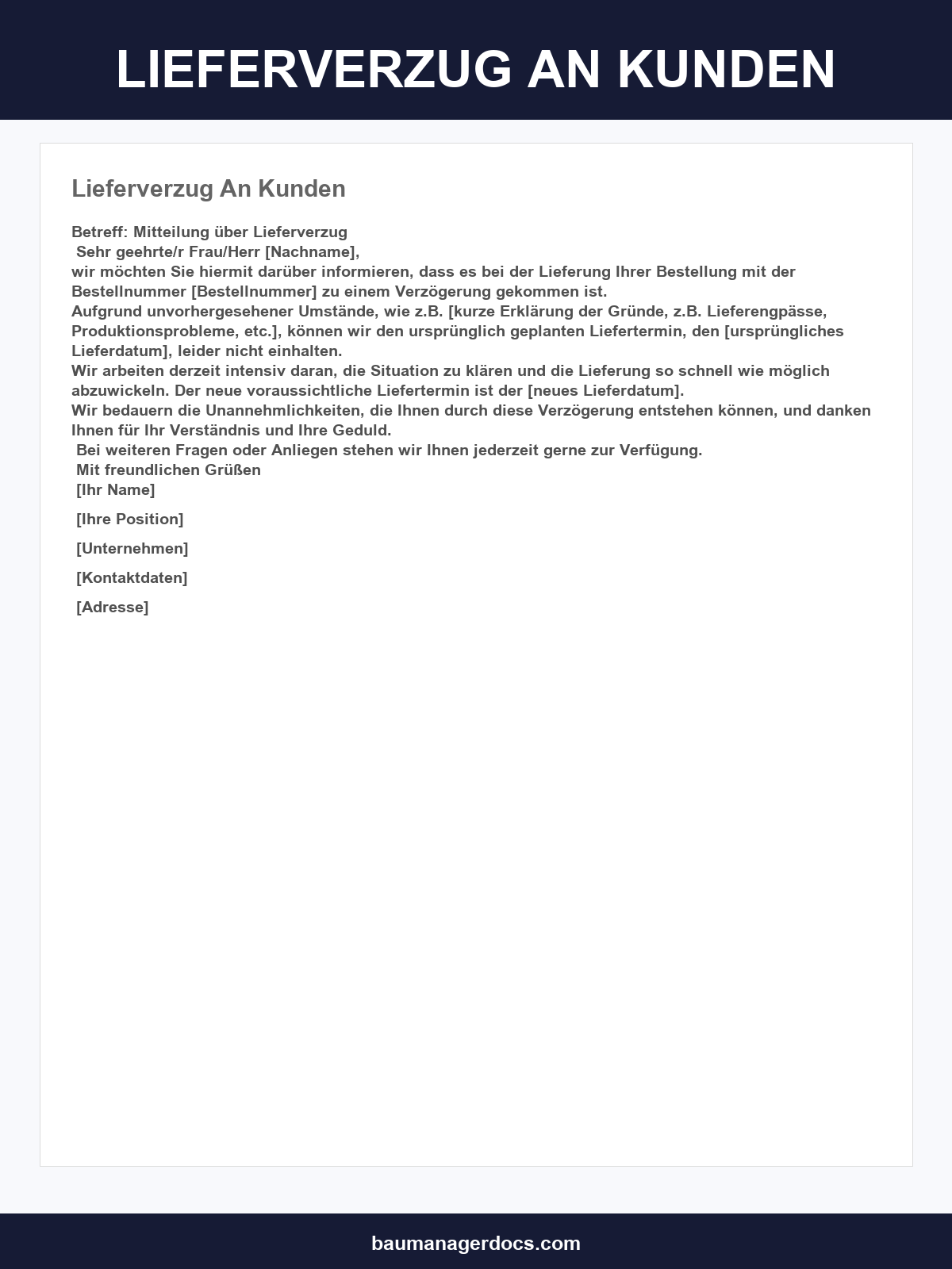 Lieferverzug Musterbrief An Kunden