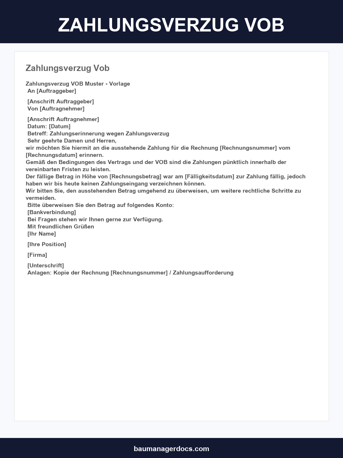 Zahlungsverzug Vob Musterschreiben